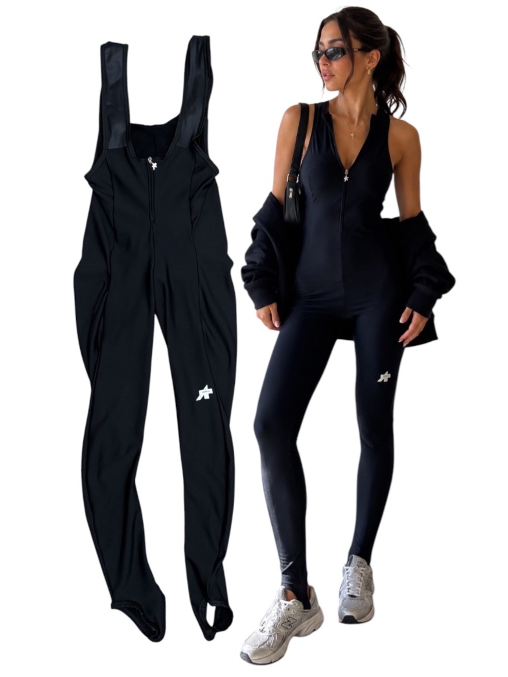 Assos Cycling Stirrup Jumpsuit Ladies Size Large Black Bib Swiss Skinsuit Racing